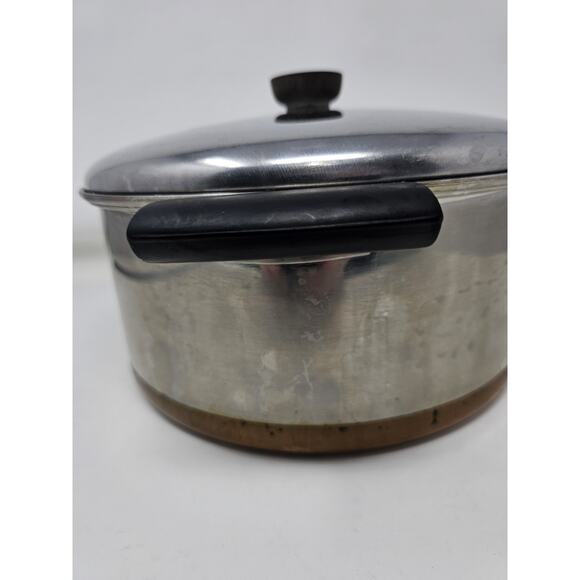 Revere Ware 6 Qt Stock Pot With Lid Copper Bottom Bake Lite Vintage - Picture 5 of 16